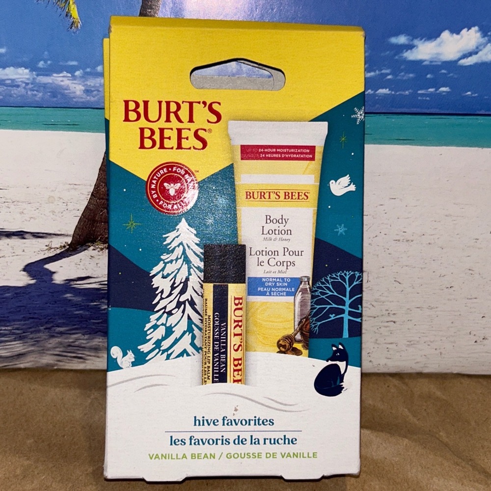 Burt's Bees Hive Favorites Vanilla Bean Lip Balm and Body Lotion Holiday Set